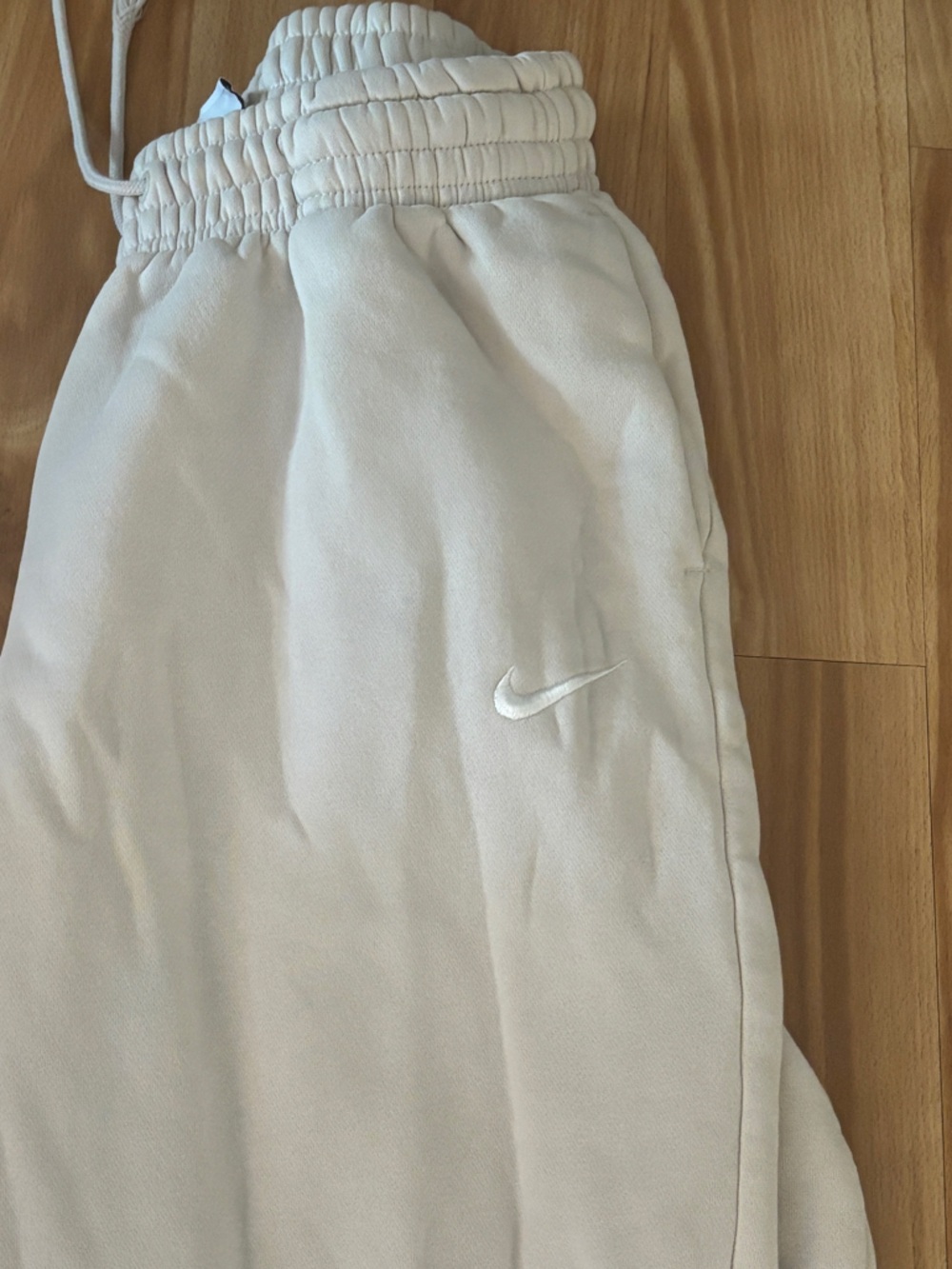 Nike Cream/White Track Pants with Embroidered Swoosh